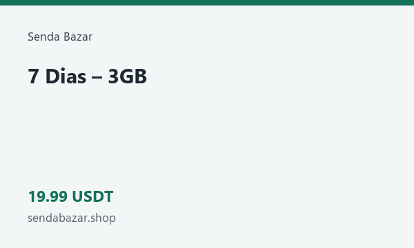 7 Dias – 3GB · 19.99 USDT